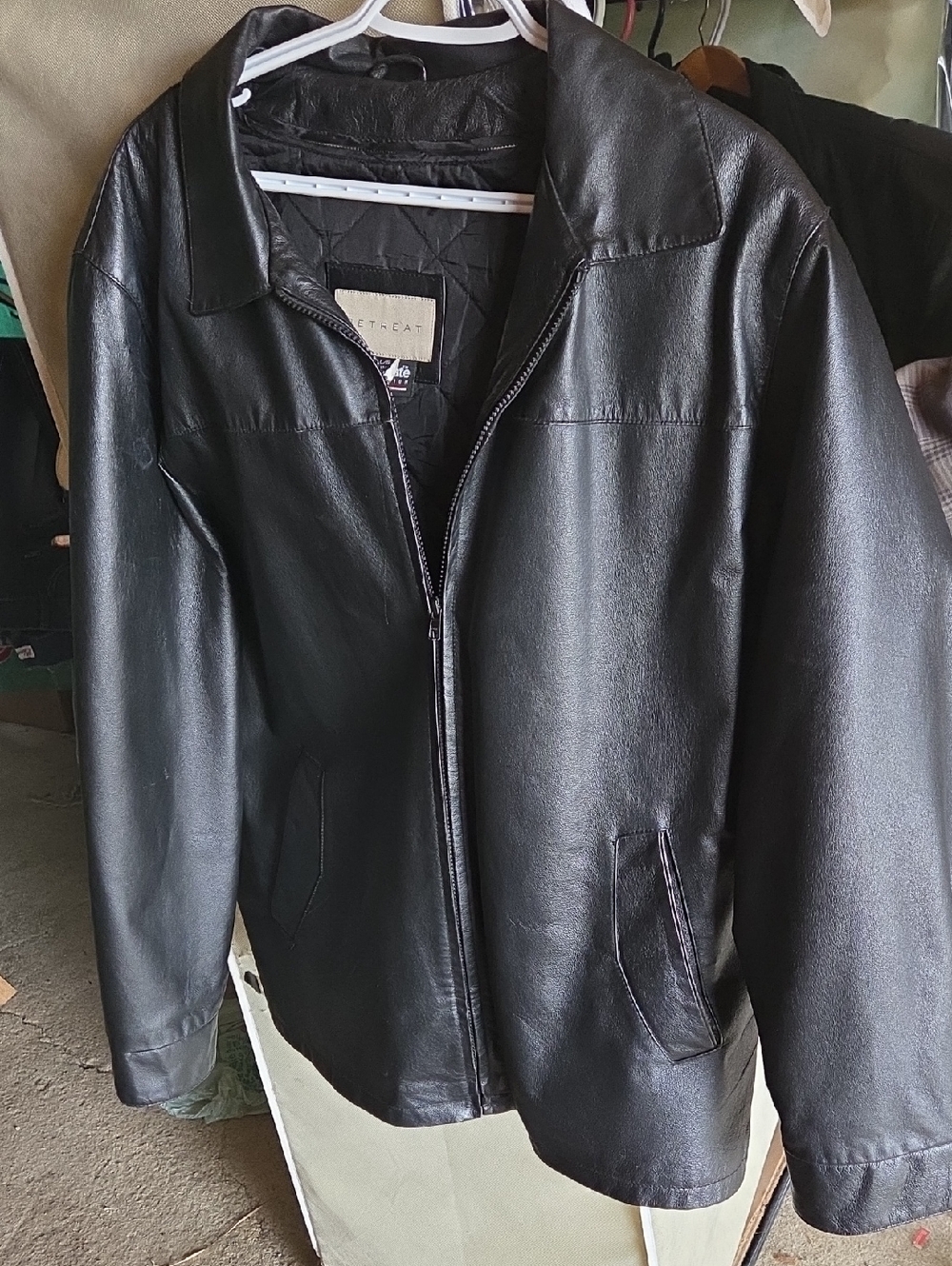 Men's Black Leather Zip-Front Jacket